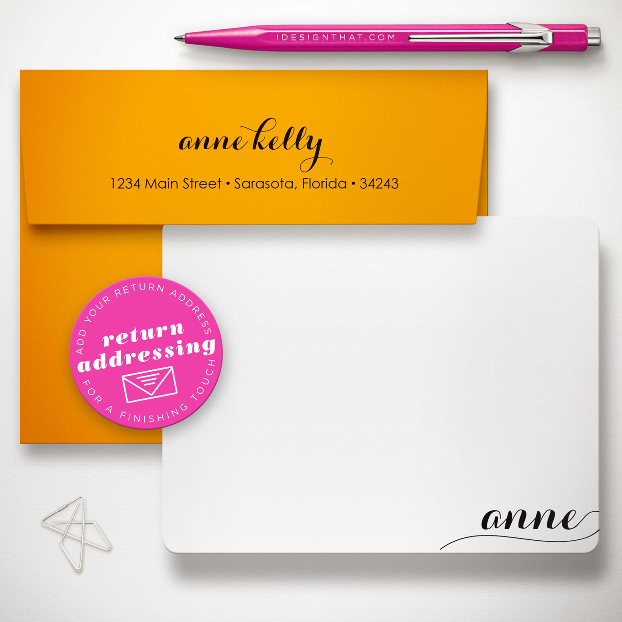 A2 envelopes personalized with your stylish return address